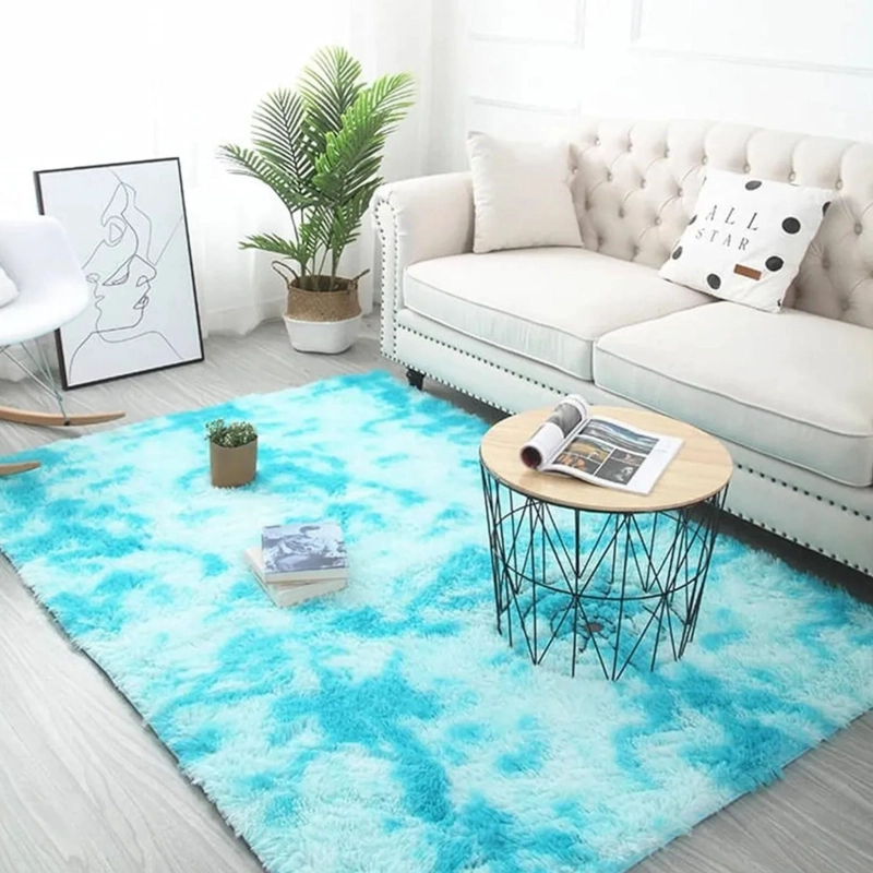 ALFOMBRA PELUDA SUPER SUAVE 2X1.5 MTS TURQUESA JASPEADO - 3