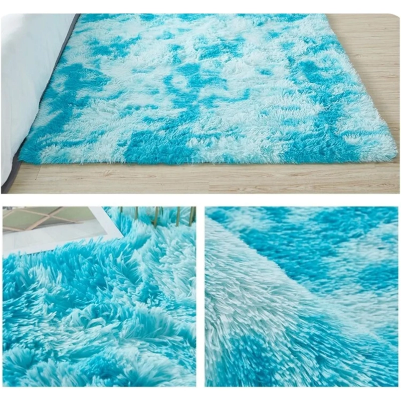 ALFOMBRA PELUDA SUPER SUAVE 2X1.5 MTS TURQUESA JASPEADO - 4