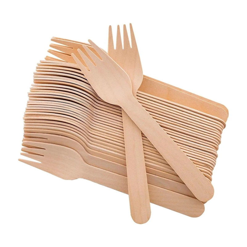 PACK 100 TENEDORES DESECHABLES CUBIERTOS ECOLOGICO BAMBU - 1