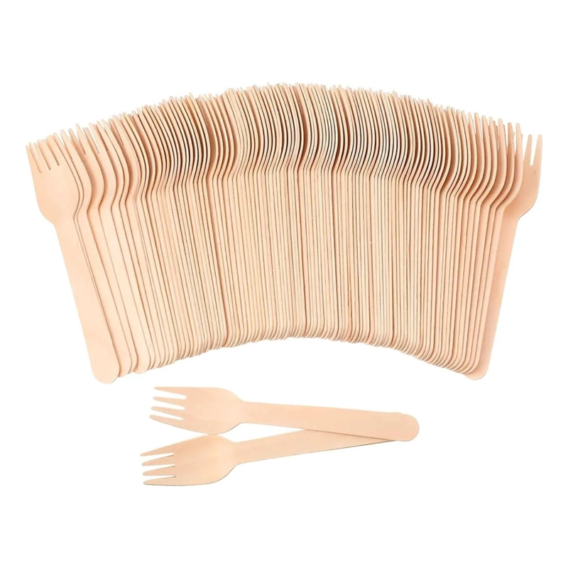 PACK 100 TENEDORES DESECHABLES CUBIERTOS ECOLOGICO BAMBU - 3