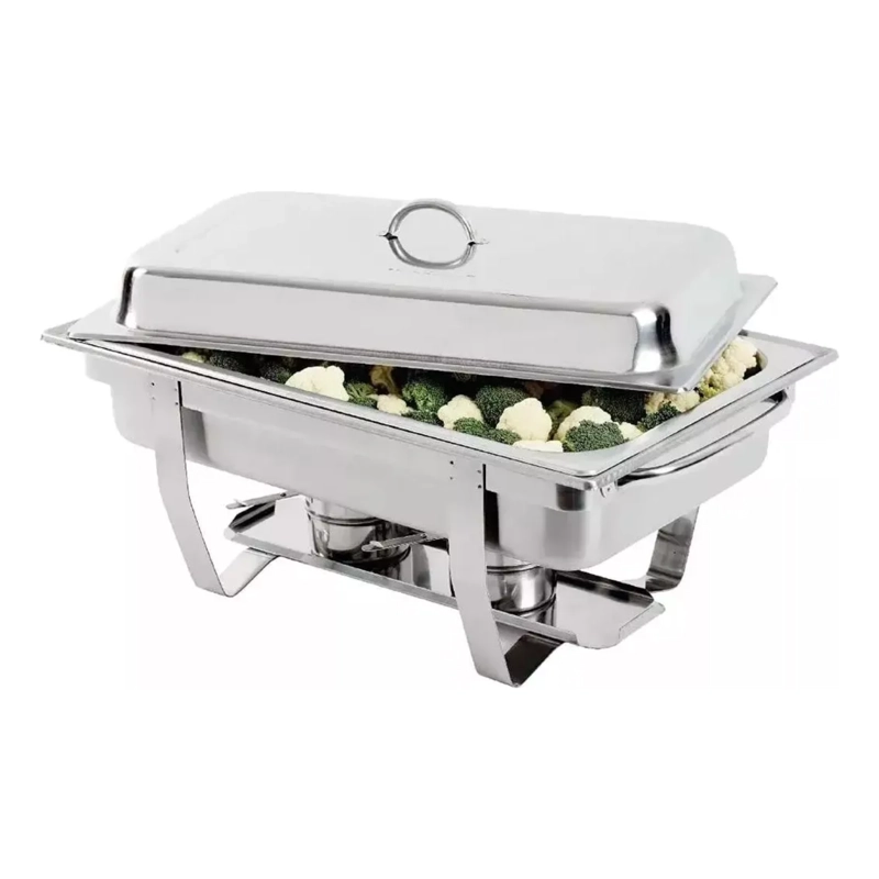 CACEROLA TRIPLE VAPOR CHAFER BUFETERA OLLA ACERO INOXIDABLE 60X35X30 CM - 1