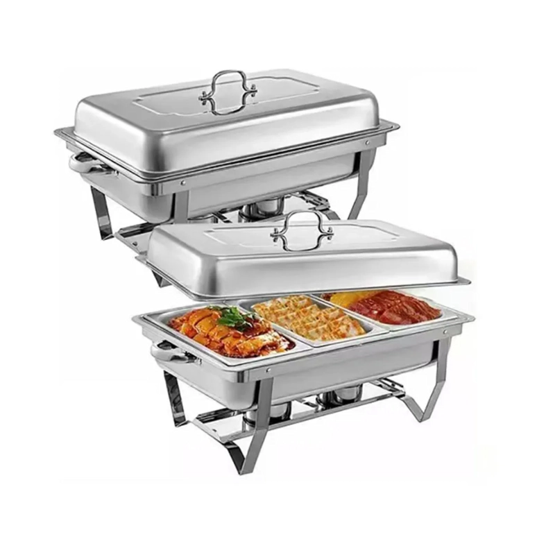 CACEROLA TRIPLE VAPOR CHAFER BUFETERA OLLA ACERO INOXIDABLE 60X35X30 CM - 5
