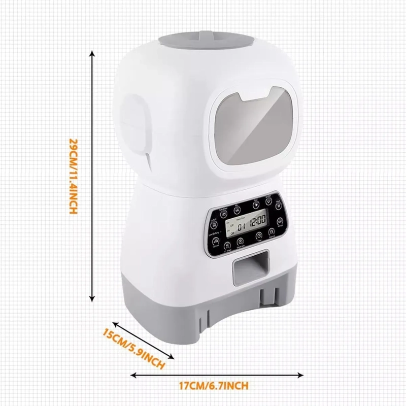 DISPENSADOR ALIMENTOS AUTOMATICO MASCOTA 3.5 LT BLANCO - 4