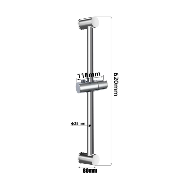 MANILLA BARRA SOPORTE DUCHA 62X8 CM ACERO INOXIDABLE PLATEADO - 3