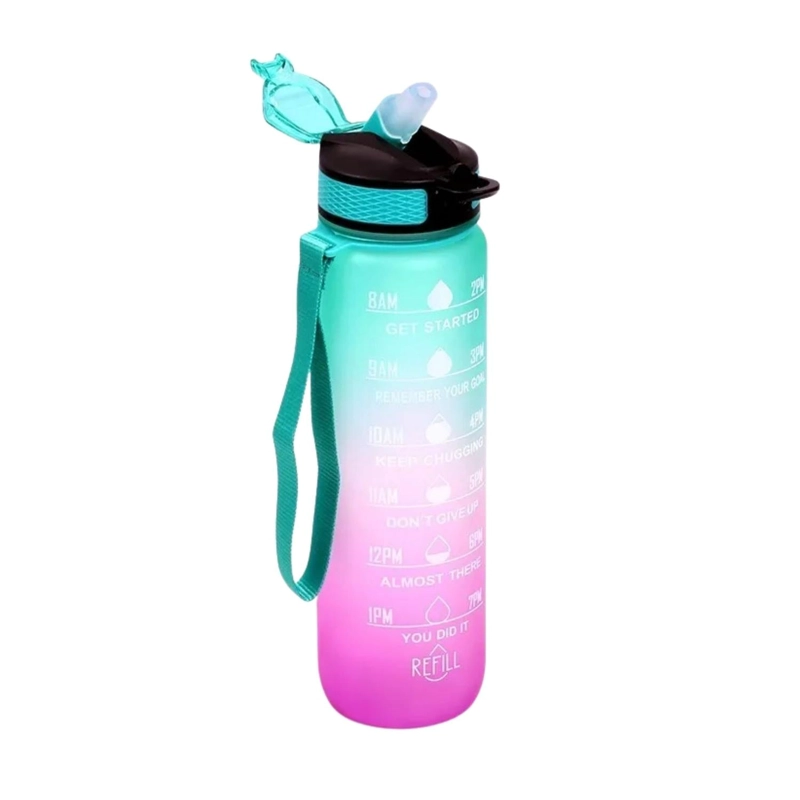 BOTELLA AGUA PORTATIL RECORDATORIO ESCALA TIEMPO 1 LT VERDE - 1