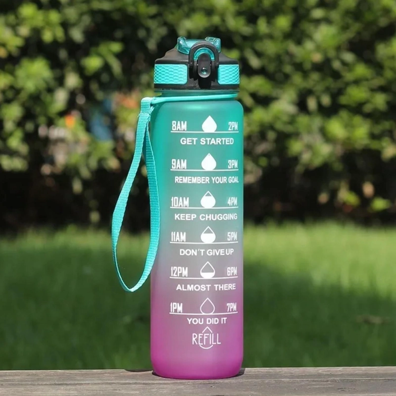 BOTELLA AGUA PORTATIL RECORDATORIO ESCALA TIEMPO 1 LT VERDE - 4