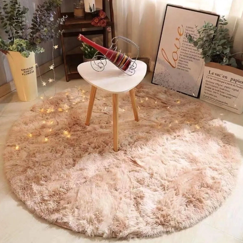ALFOMBRA PELUDA SUPER SUAVE REDONDA 1 MTS BEIGE JASPEADO - 5
