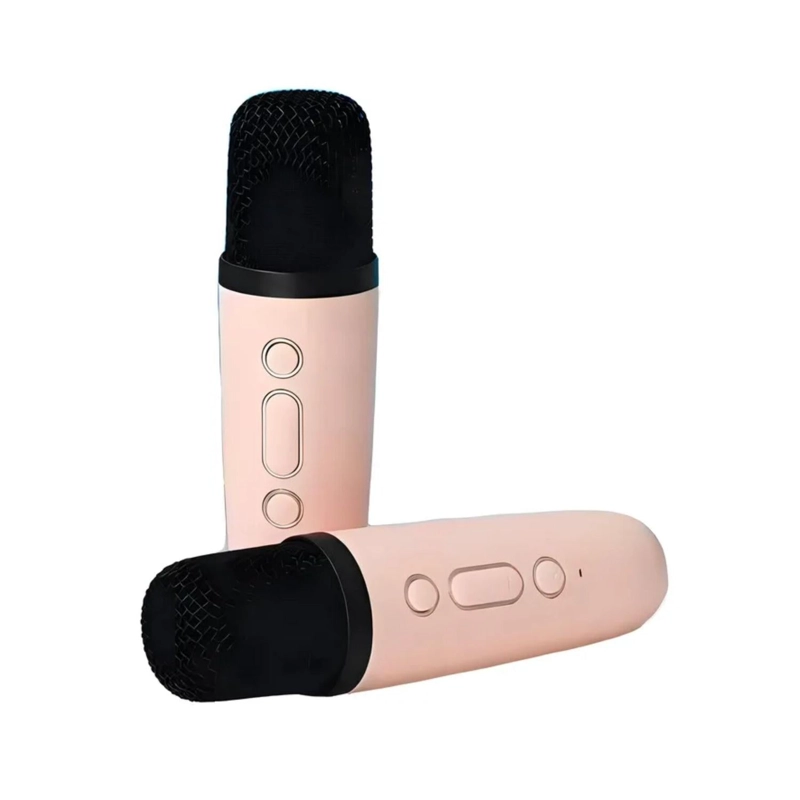 MINI PARLANTE KARAOKE MICROFONO PORTATIL RECARGABLE CORAL CLARO - 3