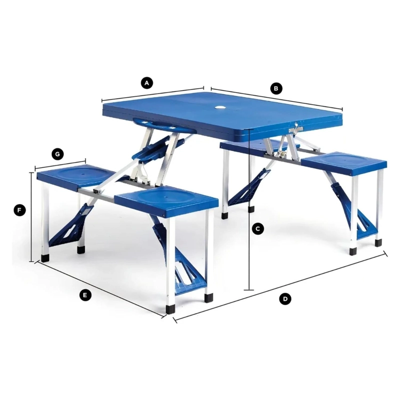 MESA CAMPING PORTATIL PLEGABLE 4 ASIENTOS 845X135X665 CM - 5