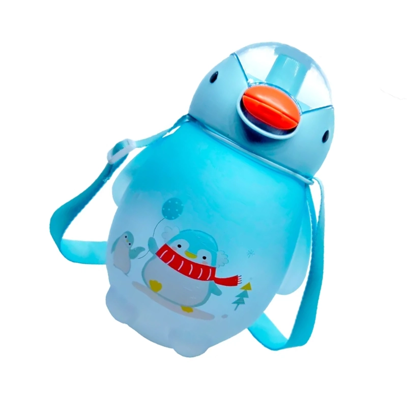 BOTELLA PINGUINO KAWAII STICKERS CORREA 1500 ML CELESTE - 2