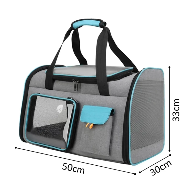BOLSO TRANSPORTE MASCOTAS TRANSPIRABLE GRIS 50X30X33 CM - 3