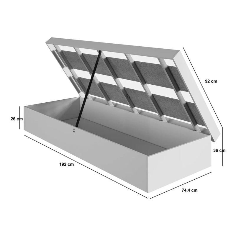 CAMA BOXET BAUL ALMACENAMIENTO 1 PLAZA 192X92X36 CM NEGRO - 4