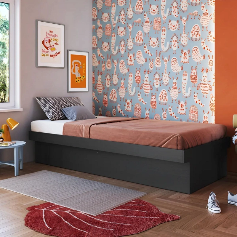 CAMA BOXET BAUL ALMACENAMIENTO 1 PLAZA 192X92X36 CM NEGRO - 5