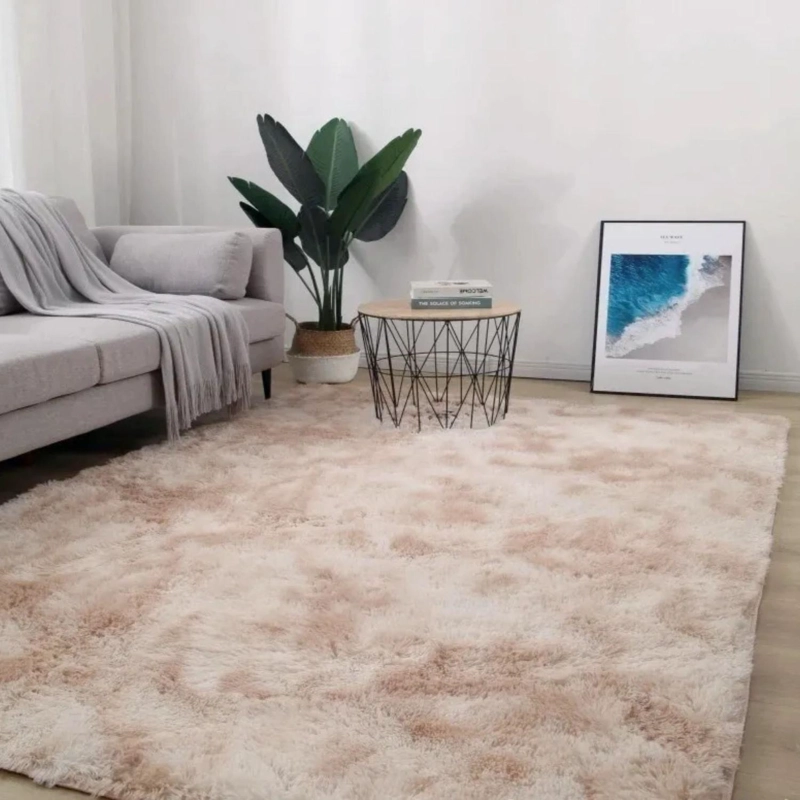 ALFOMBRA BAJADA CAMA SUPER SUAVE PELUDA BEIGE - 4