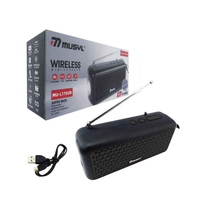 PARLANTE SOLAR RECARGABLE BLUETOOTH PORTATIL 3 WATT NEGRO - 4