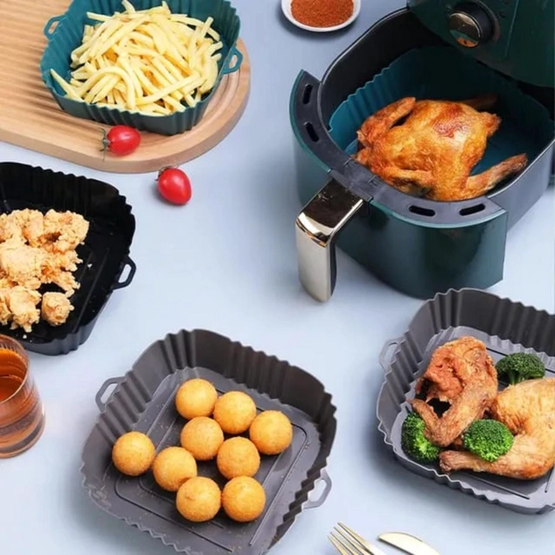 PACK 2 CESTO BANDEJA SILICONA COCINAR FREIDORA AIRE - 3