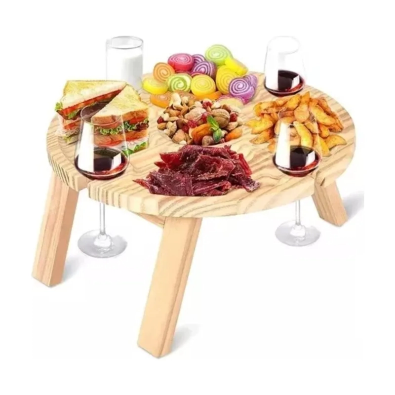 MESA TABLA MADERA PICNIC PLEGABLE COMIDA VIAJES 15X30 CM MARRON CLARO - 3