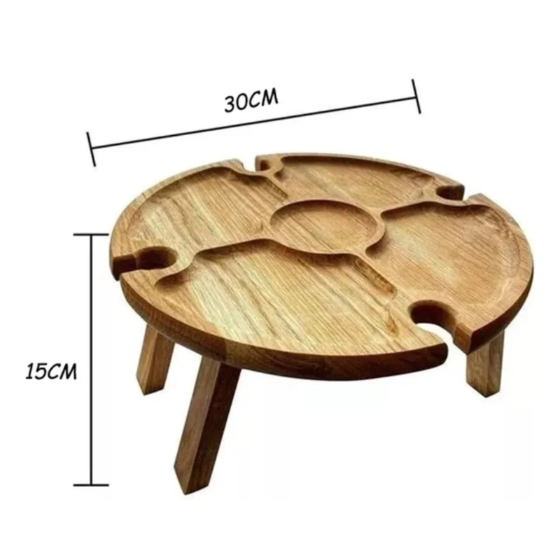 MESA TABLA MADERA PICNIC PLEGABLE COMIDA VIAJES 15X30 CM MARRON CLARO - 4