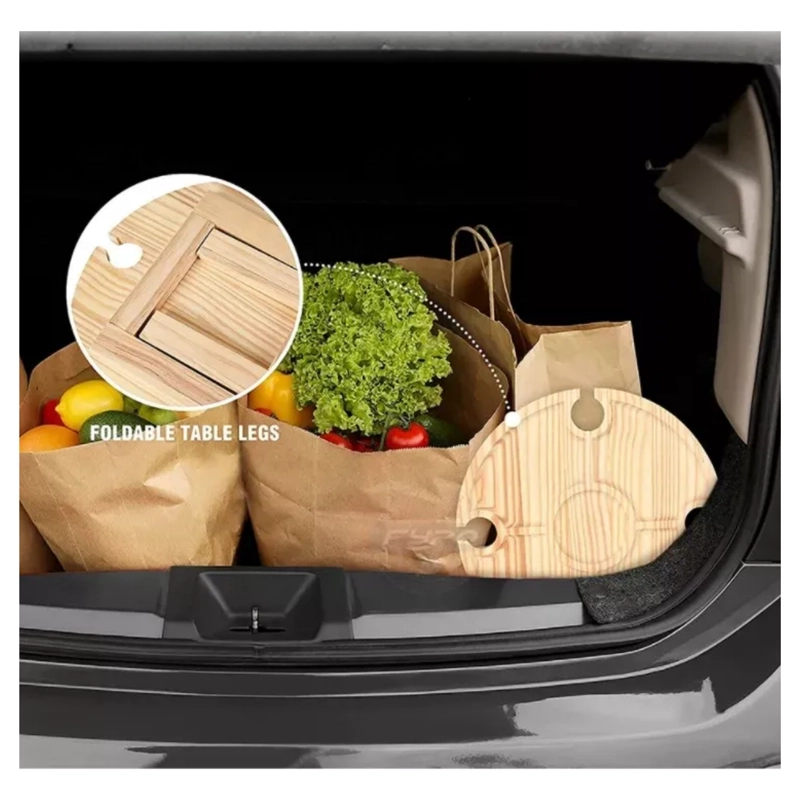 MESA TABLA MADERA PICNIC PLEGABLE COMIDA VIAJES 15X30 CM MARRON CLARO - 5