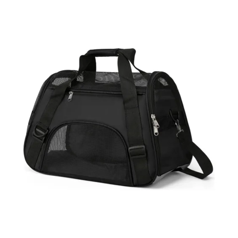 BOLSO TRANSPORTADOR RESPIRABLE MASCOTAS NEGRO 47X23X30 CM - 1