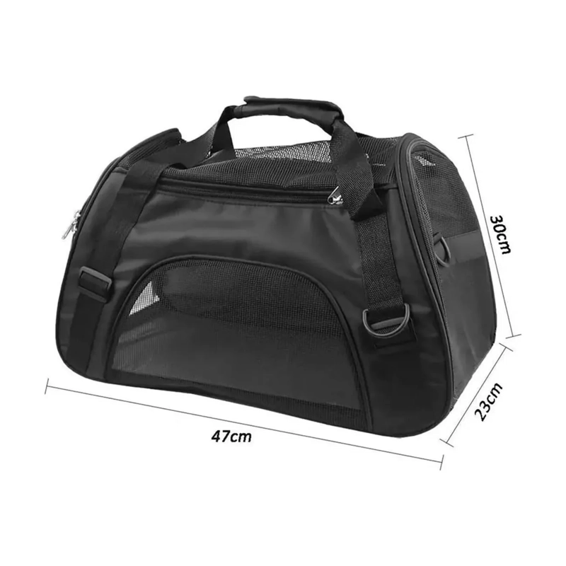 BOLSO TRANSPORTADOR RESPIRABLE MASCOTAS NEGRO 47X23X30 CM - 3