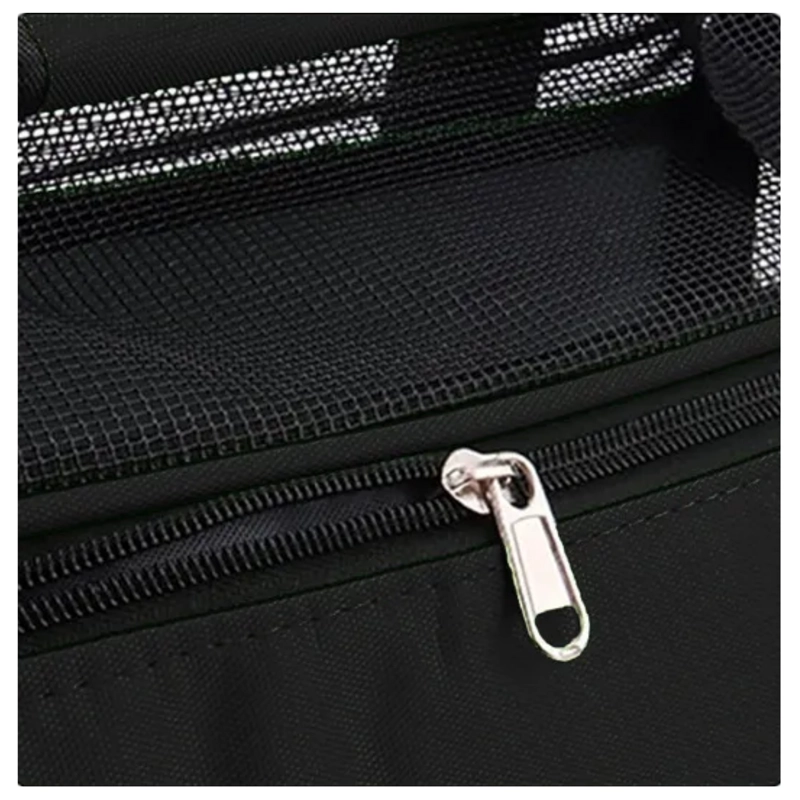 BOLSO TRANSPORTADOR RESPIRABLE MASCOTAS NEGRO 47X23X30 CM - 6