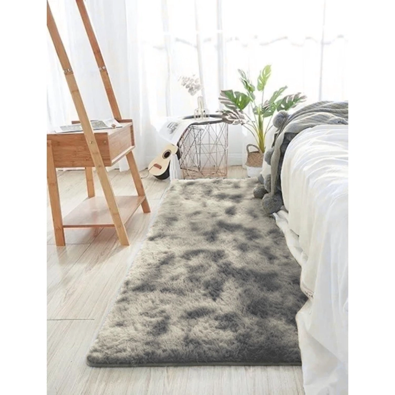 ALFOMBRA BAJADA CAMA PELUDA SUPER SUAVE 161X58 CM PLOMO OSCURO - 3