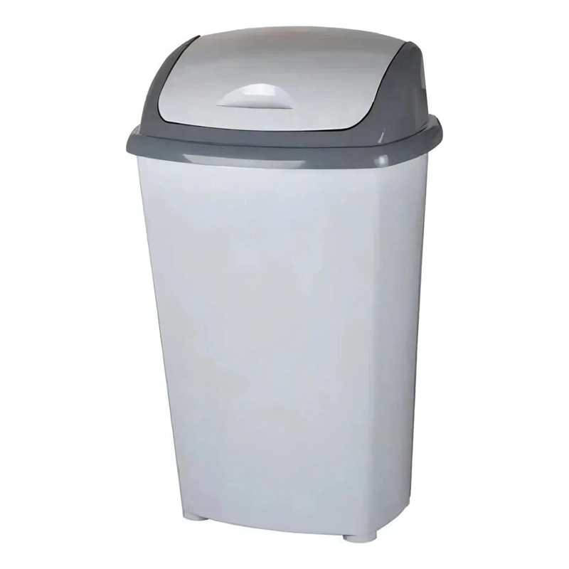 BASURERO PLASTICO BAÑO COCINA TAPA 30 LT GRIS - 2