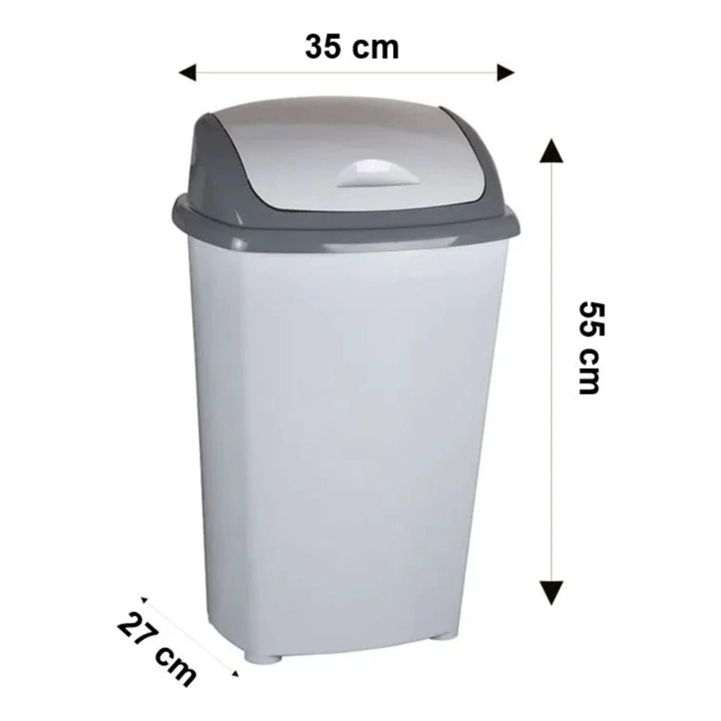 BASURERO PLASTICO BAÑO COCINA TAPA 30 LT GRIS - 3