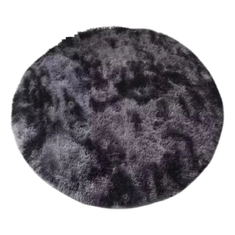 ALFOMBRA PELUDA SUPER SUAVE REDONDA 1 MTS PLOMO OSCURO JASPEADO - 1