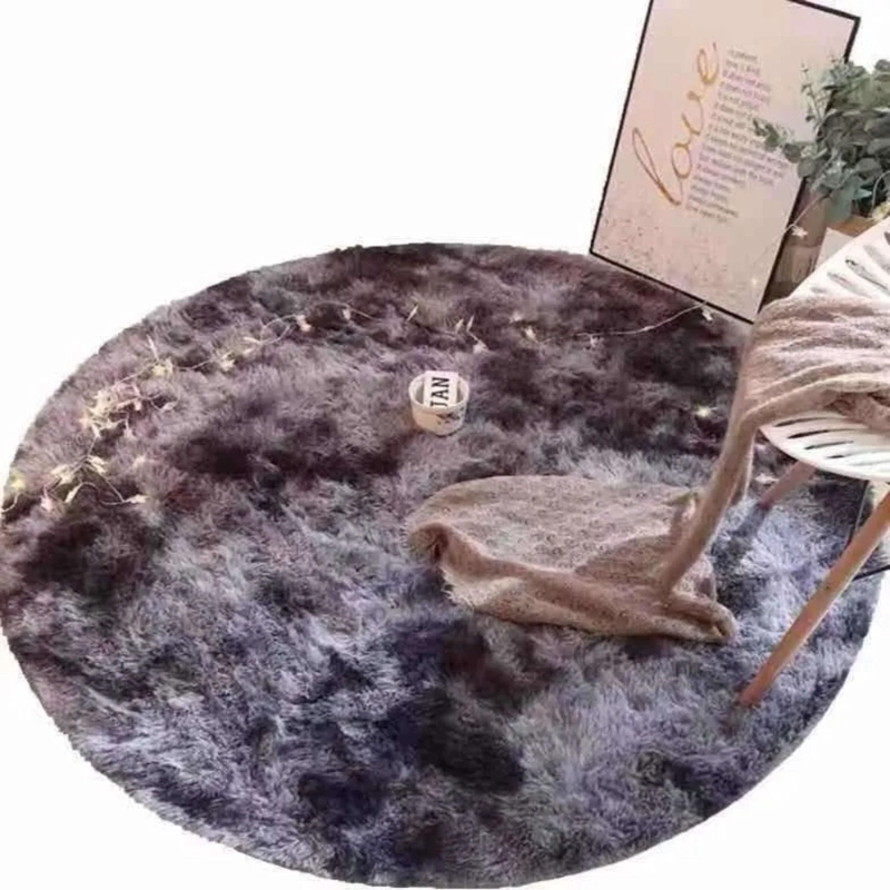 ALFOMBRA PELUDA SUPER SUAVE REDONDA 1 MTS PLOMO OSCURO JASPEADO - 2