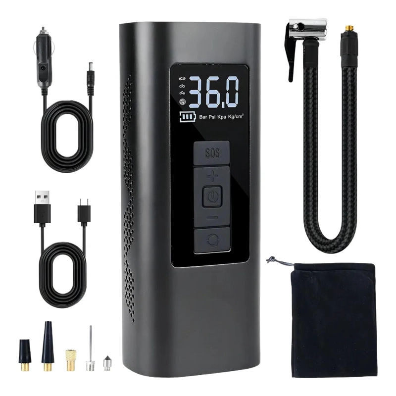 BOMBA AIRE PORTATIL AUTO INFLA NEUMATICOS BATERIA 120 WATT - 1