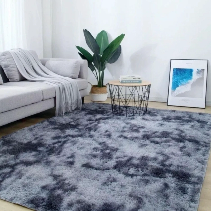 ALFOMBRA PELUDA SUPER SUAVE 2X1.8 MTS PLOMO OSCURO JASPEADO - 3
