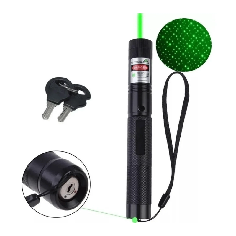 PUNTERO LASER METALICO LUZ VERDE 5000 WATT NEGRO - 3
