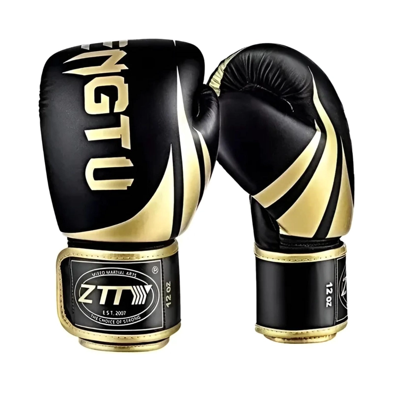 GUANTES BOXEO PROFESIONAL ALTA CALIDAD VELCRO DORADO OSCURO 12 ONZAS - 1