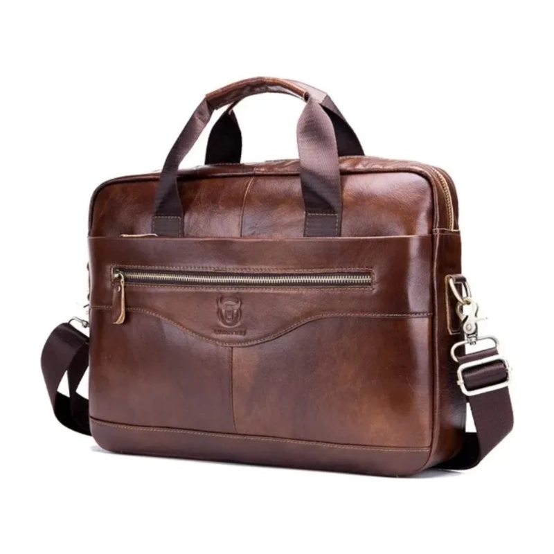 MALETIN BOLSO PORTAFOLIO PORTATIL CUERO 40.5X29X2.5 CM MARRON - 1