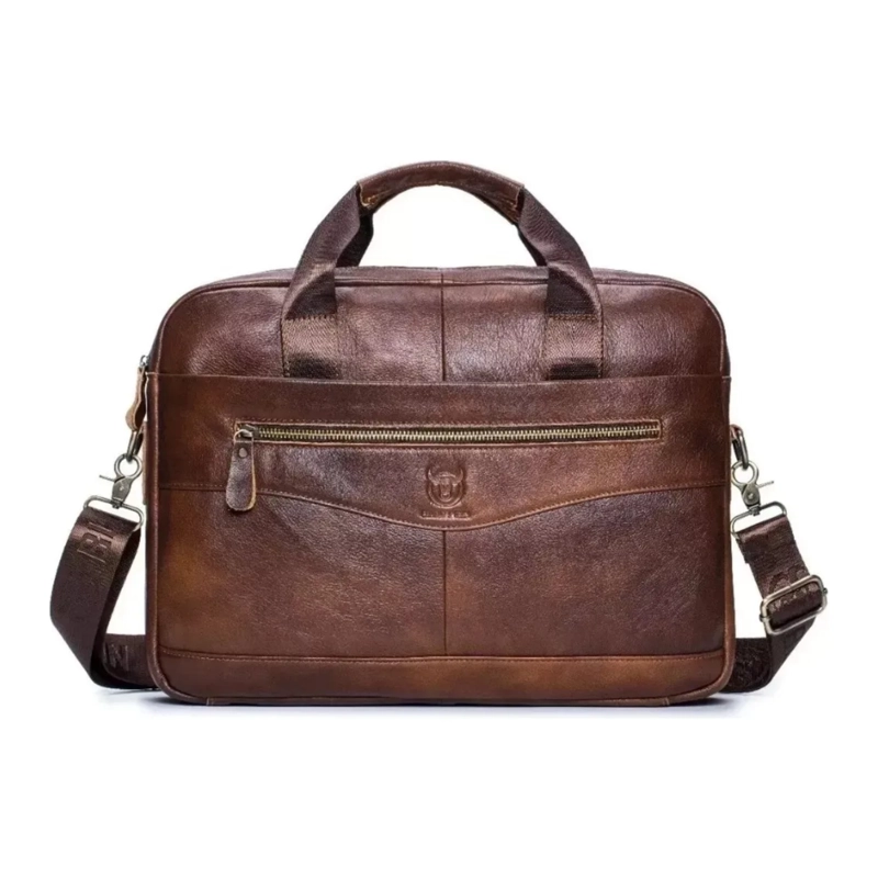 MALETIN BOLSO PORTAFOLIO PORTATIL CUERO 40.5X29X2.5 CM MARRON - 2