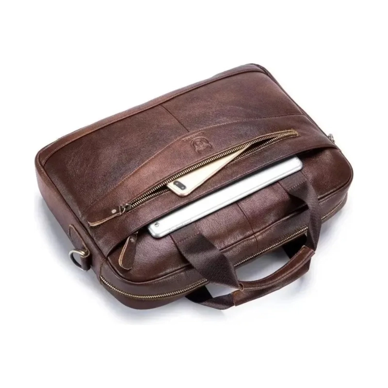 MALETIN BOLSO PORTAFOLIO PORTATIL CUERO 40.5X29X2.5 CM MARRON - 3