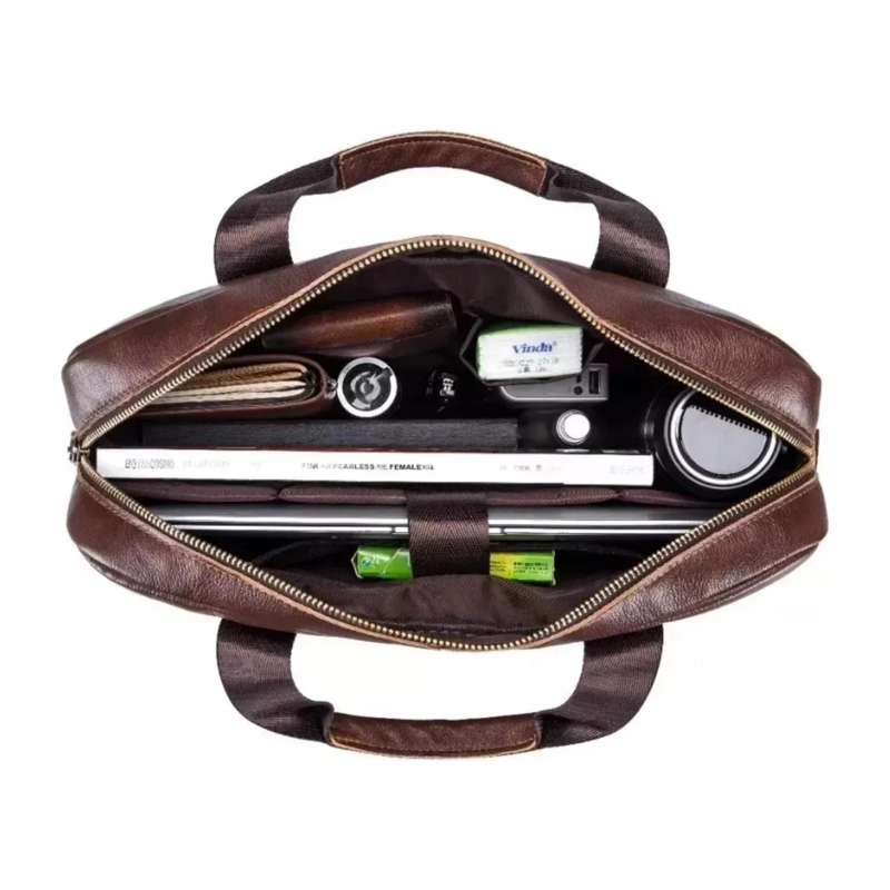 MALETIN BOLSO PORTAFOLIO PORTATIL CUERO 40.5X29X2.5 CM MARRON - 4