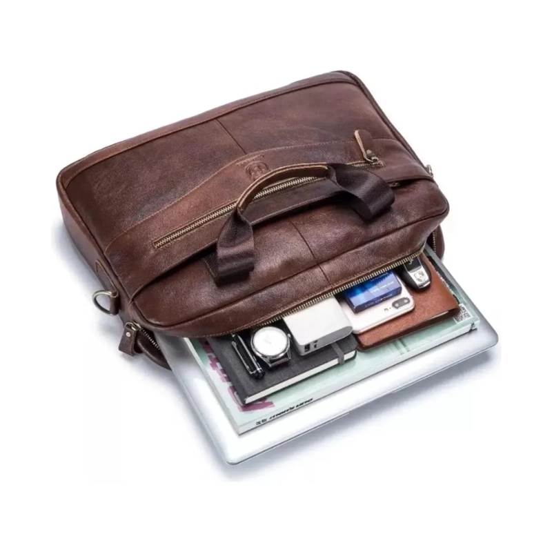 MALETIN BOLSO PORTAFOLIO PORTATIL CUERO 40.5X29X2.5 CM MARRON - 5