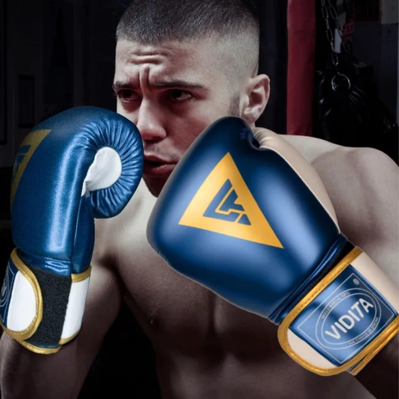 GUANTES BOXEO PROFESONAL VIDITA VELCRO 12 ONZAS AZUL - 2