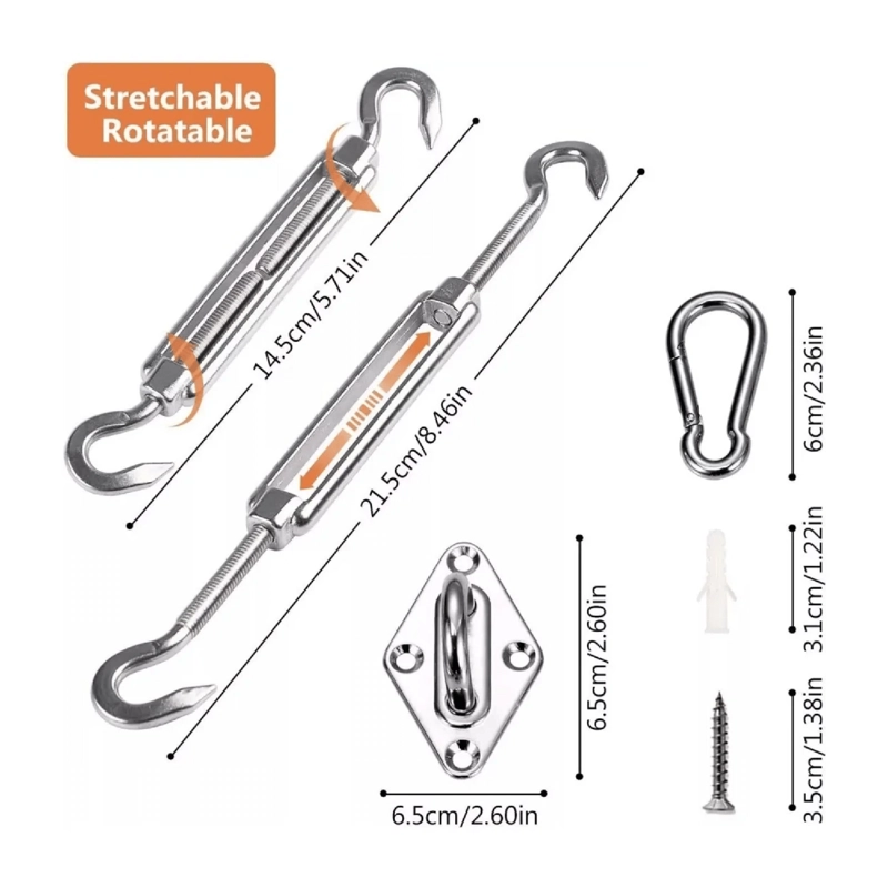 KIT INSTALACION FIJA TOLDO VELA ACERO INOXIDABLE - 2