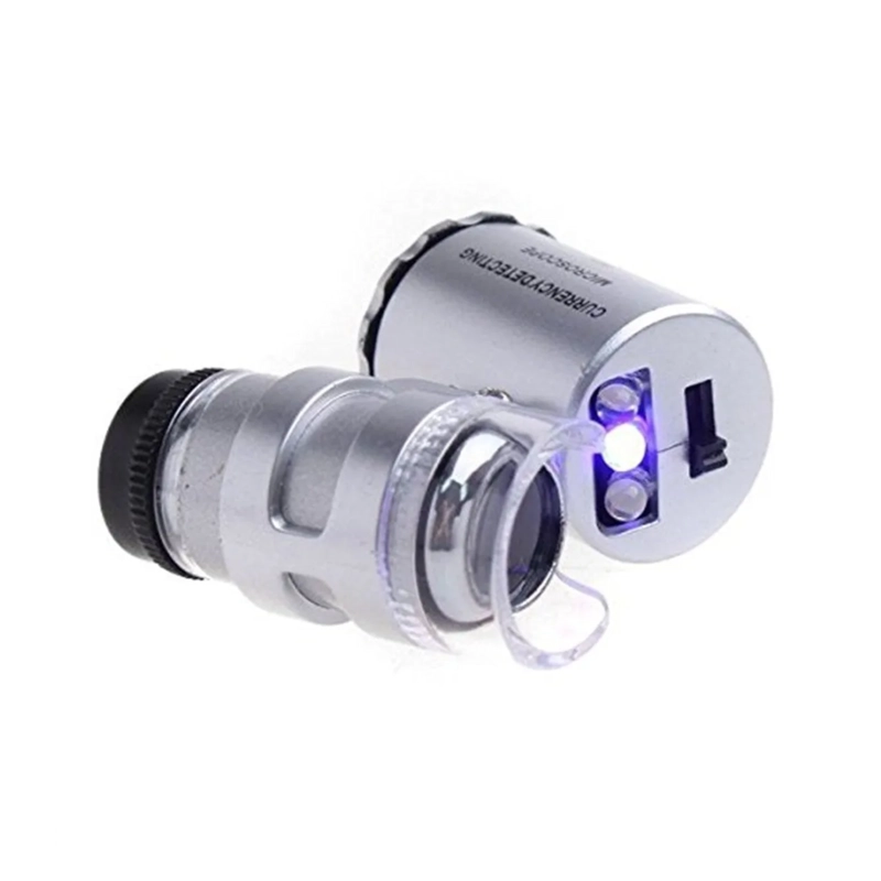 MICROSCOPIO LUPA BOLSILLO LUZ LED / UV 60X - 2