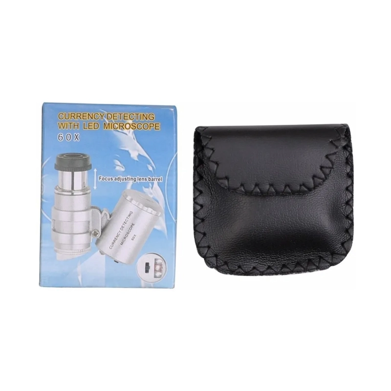 MICROSCOPIO LUPA BOLSILLO LUZ LED / UV 60X - 3