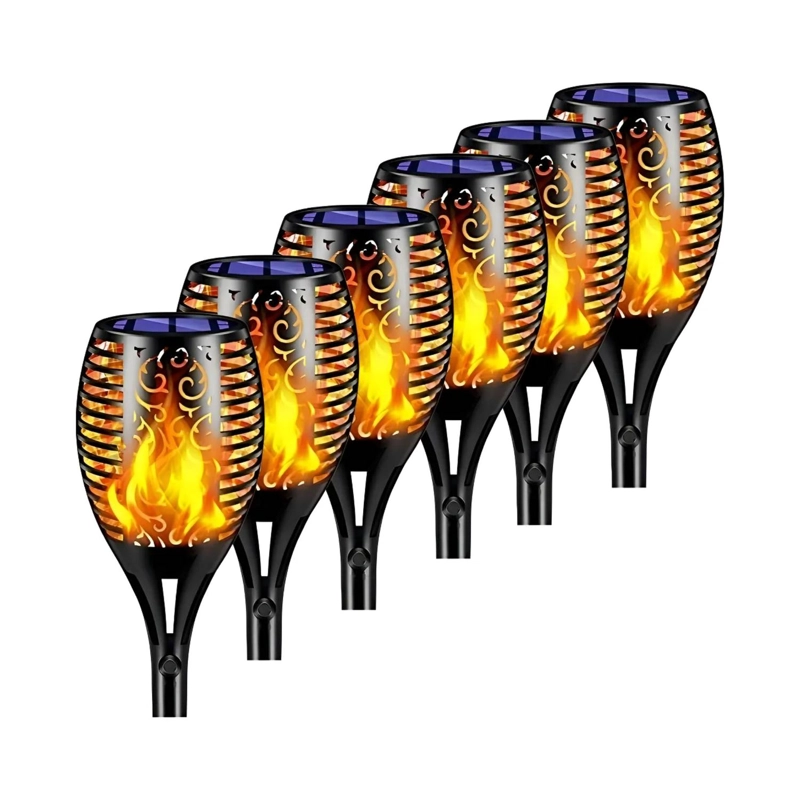 PACK 6 LAMPARAS SOLAR LED LUZ CALIDA ANTORCHAS 0.88 WATT - 1