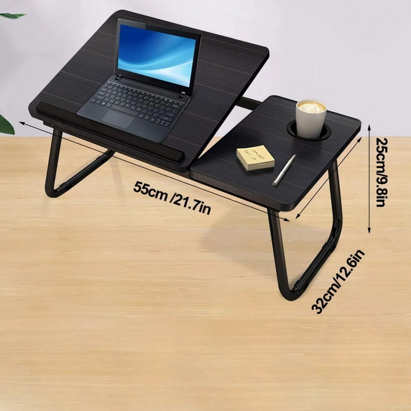 MESA CAMA PORTATIL PLEGABLE LAPTOP 55X32X25 CM NEGRO - 4
