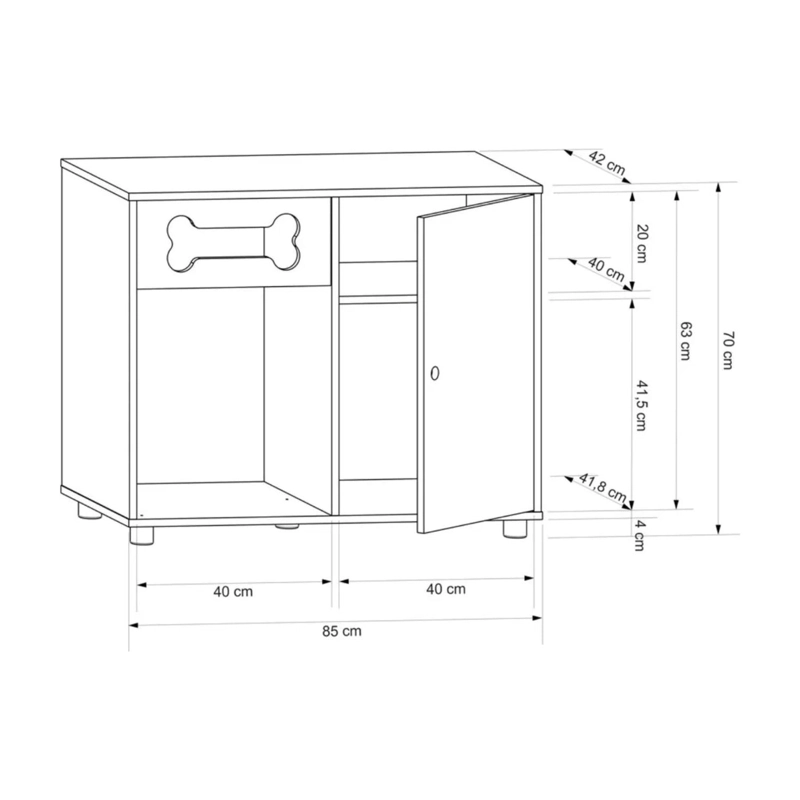 MUEBLE CAMA MASCOTA GATO PERRO 1 PUERTA 42X85X76 CM ROSA - 6