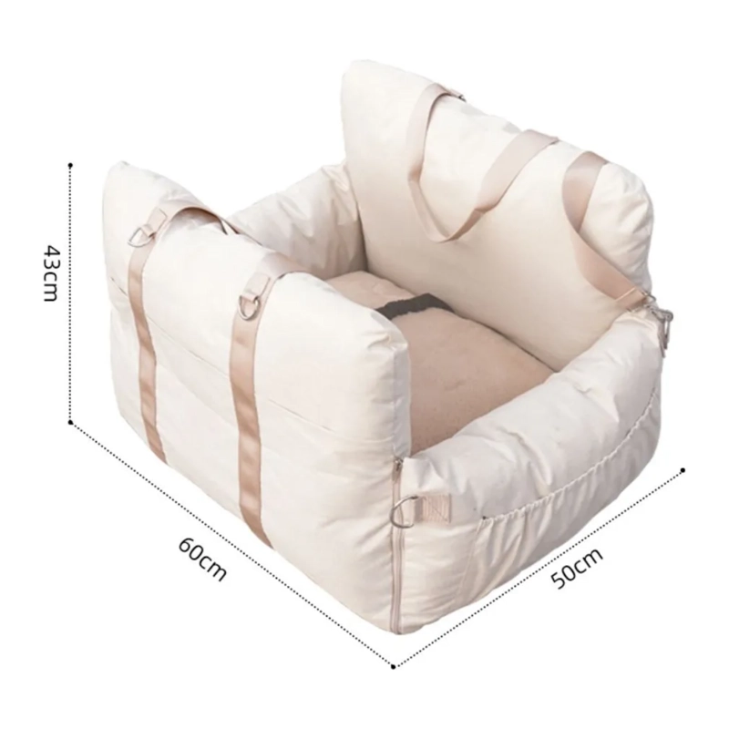 ASIENTO AUTO MASCOTA PREMIUM LAVABLE 60X50X43 CM BLANCO - 2