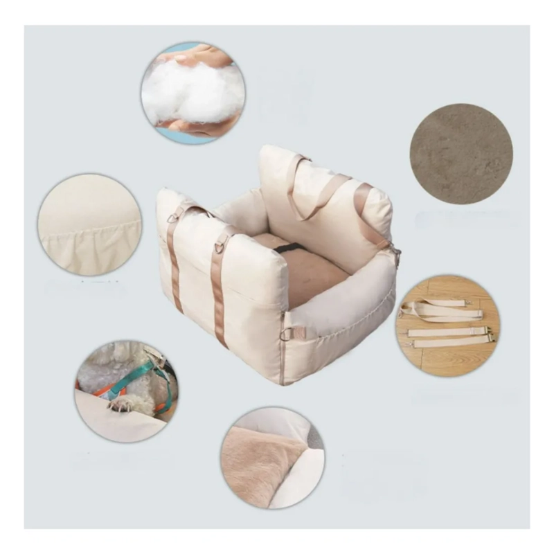 ASIENTO AUTO MASCOTA PREMIUM LAVABLE 60X50X43 CM BLANCO - 3