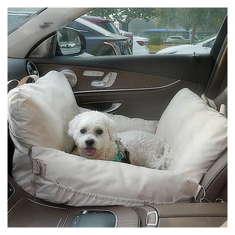 ASIENTO AUTO MASCOTA PREMIUM LAVABLE 60X50X43 CM BLANCO - 6